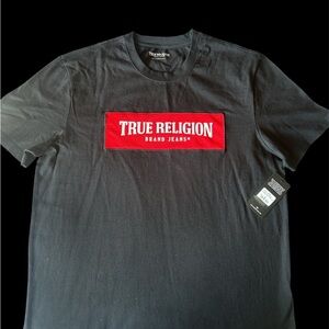 True Religion Black Tee with Red Logo